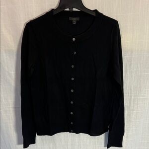 J. Crew Classic Black Button-Up Cardigan 100% Merino Wool
